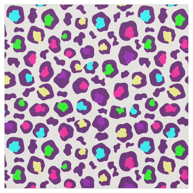 vit regnbåge leopard djurtryck lila tyg (Närbild)