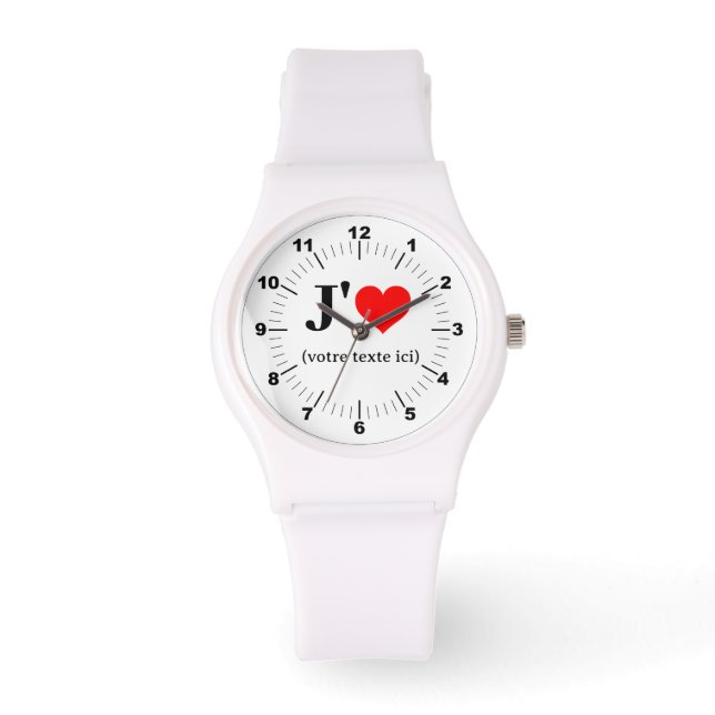 Vit remsa bevakning - Anpassningsbar I Heart (lägg Armbandsur (Framsida)