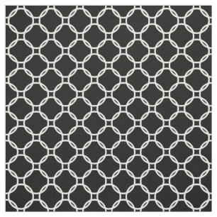 Vit Retro-Chic Modern Circles Mönster on Black Tyg
