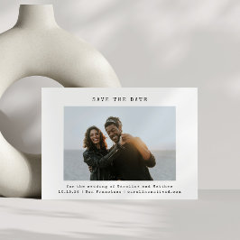 Vit Retro-skrivmaskin-teckensnitt Bröllop-fotoenke Spara Datumet