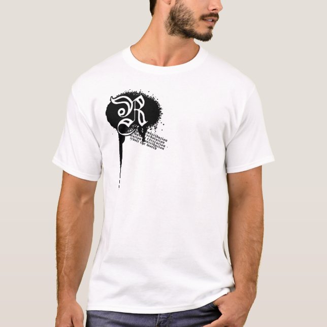Vit revoltvärldsSplatter T Shirt (Framsida)