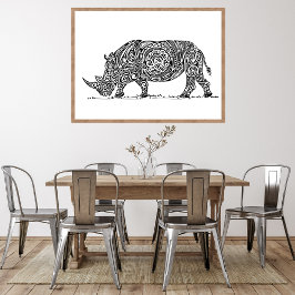 Vit Rhino Design Black Poster