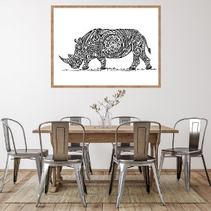 Vit Rhino Design Black Poster