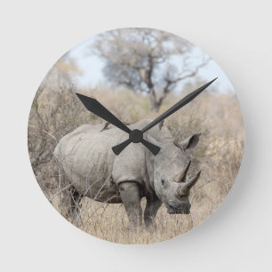 Vit Rhino Rund Klocka