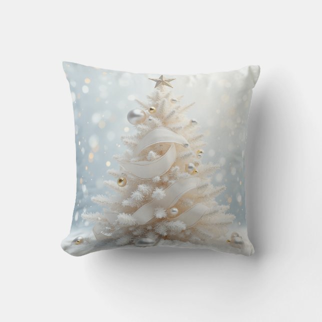 vit Ribbon Träd Cushion Kudde (Framsida)