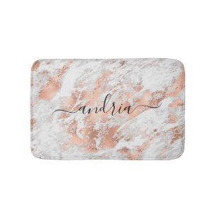 Vit & Ro Guld Marble 3, Glitter, Script Namn Badrumsmatta