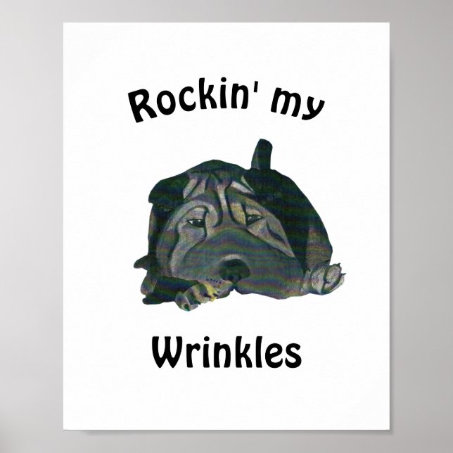Vit "Rockin" Min Wrinkles Black Sharpei Poster (Framsidan)
