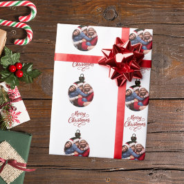 Vit röd bauble-roligt-skript Jul Presentpapper