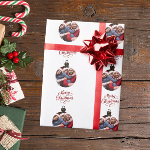 Vit röd bauble-roligt-skript Jul Presentpapper