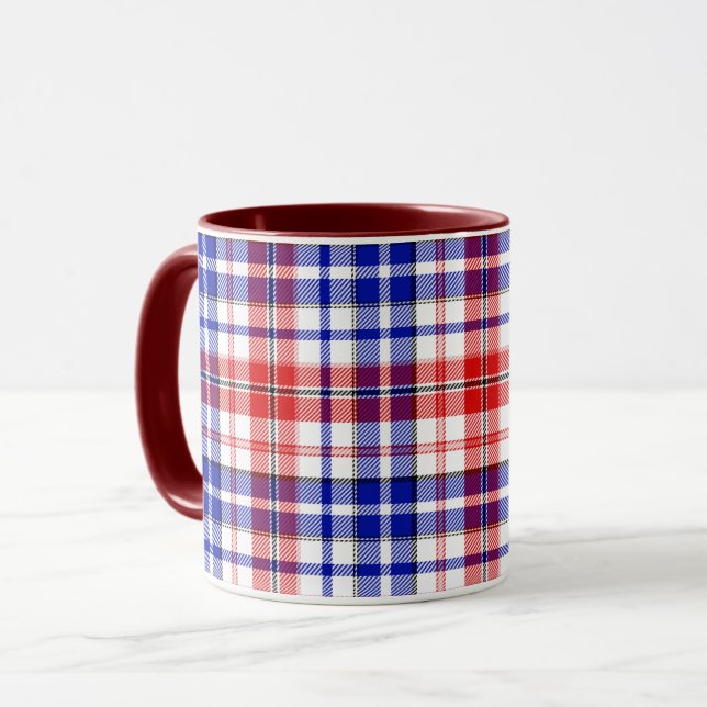 Vit Röd Blå Karorad Design  Mugg (Framsida vänster)