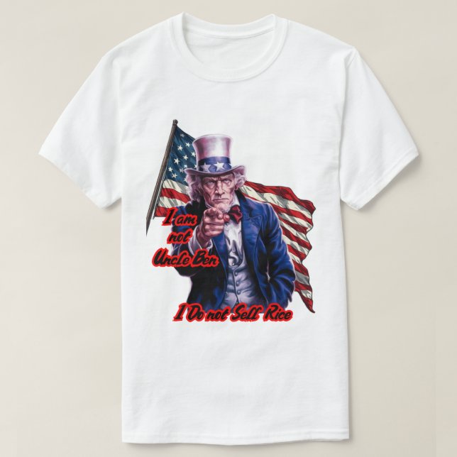 Vit Röd Blå Patriot Farbror Sam på en Vit T Shirt (Design framsida)