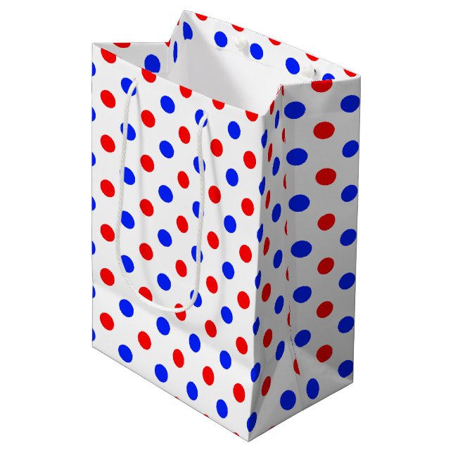 Vit Röd Blå Prickig Design  (Framsidan Vinklad)