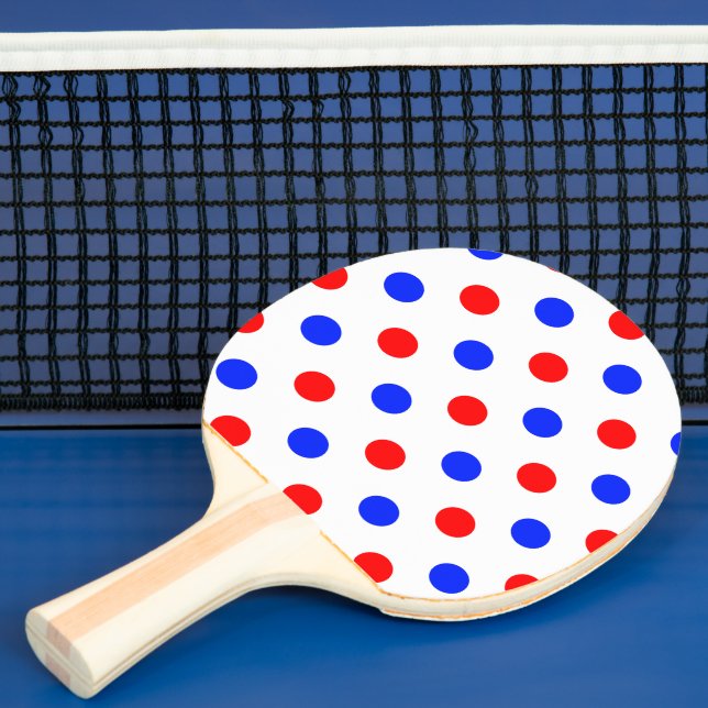 Vit Röd Blå Prickig Design  Pingisracket (Insitu)