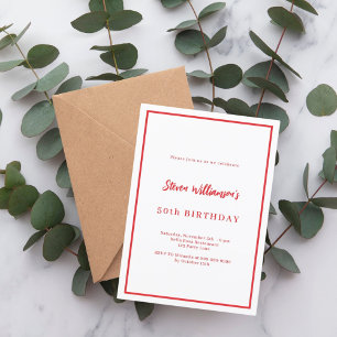 Vit röd födelsedag inbjudningar