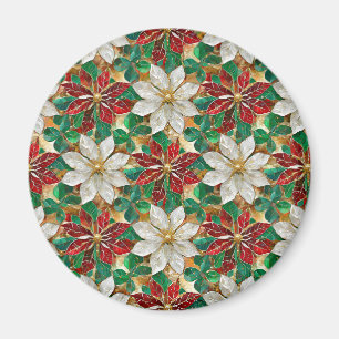 Vit Röd Grön Julstjärna Guld Magnet