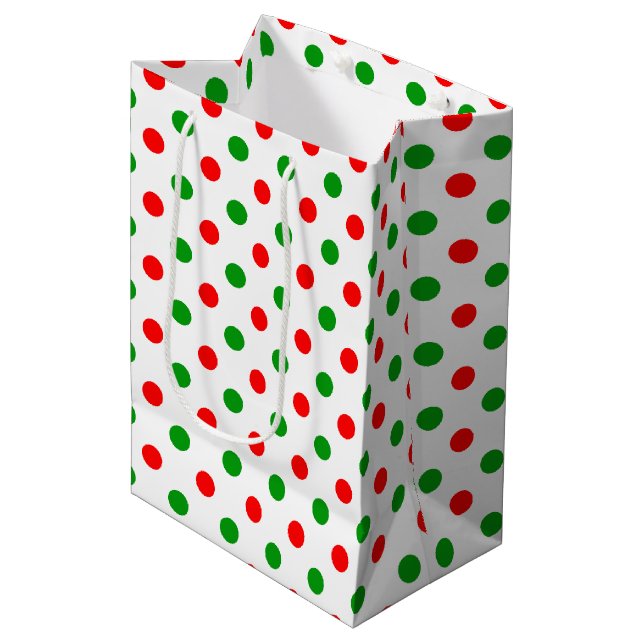 Vit Röd Grön Prickig Design  (Framsidan Vinklad)
