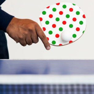 Vit Röd Grön Prickig Design Pingisracket