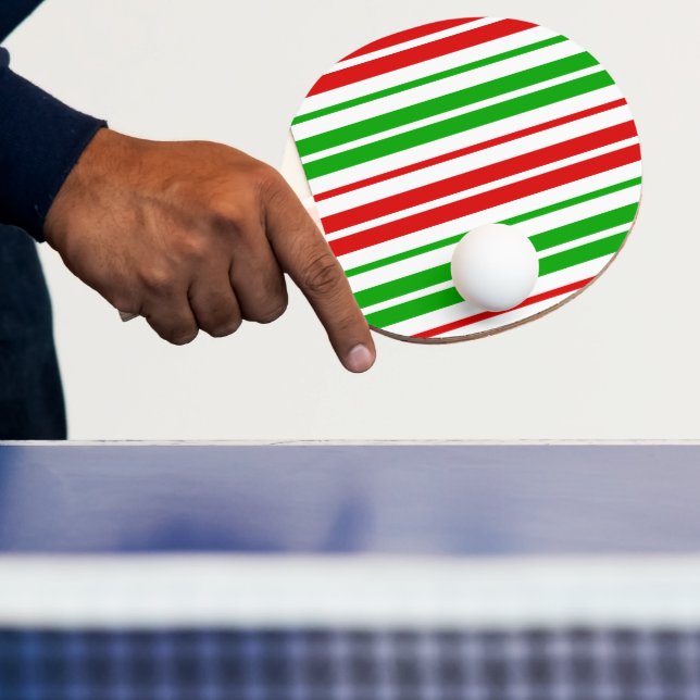 Vit Röd Grön Randigt Mönster   Pingisracket (Insitu)