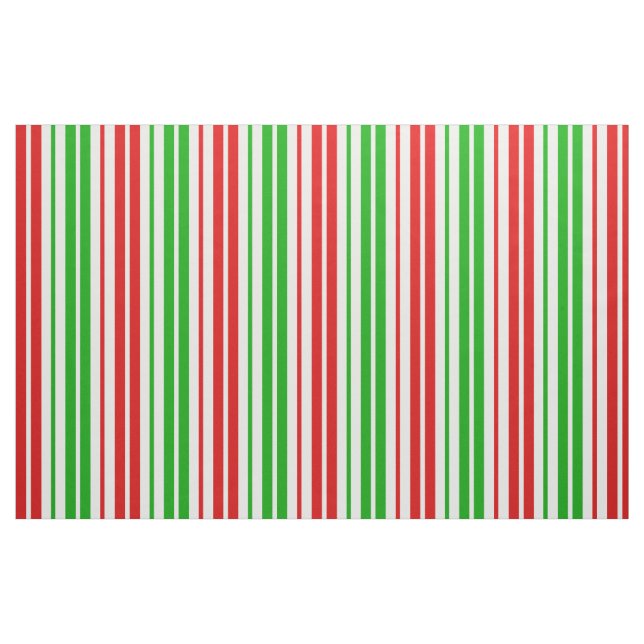 Vit Röd Grön Randigt Mönster   Tyg (Fat Quarter)