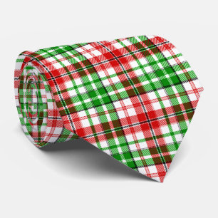 Vit röd grön rutig tartan design slips
