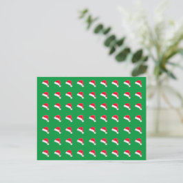 vit röd grön söt tomte hatt mönster jul vykort