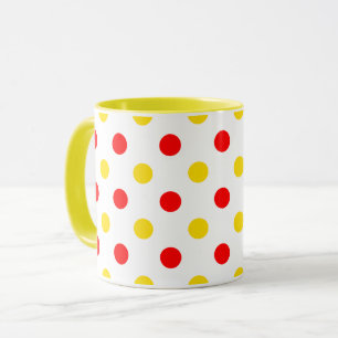Vit Röd Gul Prickig Design Mugg