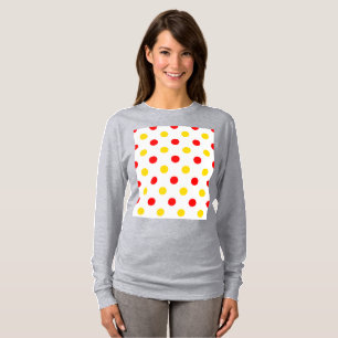 Vit Röd Gul Prickig Design T Shirt