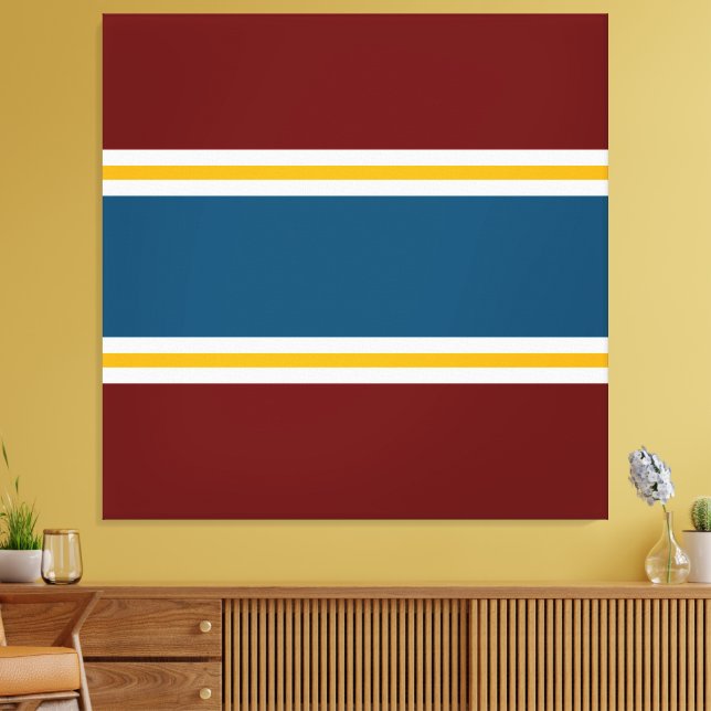 Vit, röd, Gult, Rand Canvastryck (Insitu (Vardagsrum))