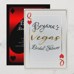 Vit & röd hjärter dam Vegas bröllopsfest Inbjudningar