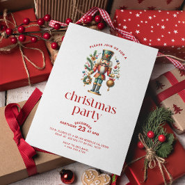 Vit röd jul Nutcracker, jul Party Inbjudningar
