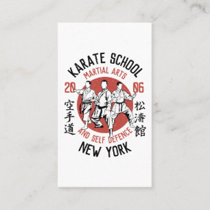 Vit röd karate illustration Kampkonst lektion Visitkort
