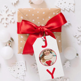Vit röd, modern minimalistisk jul presentetikett