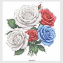 Vit, röd och blå rosenbukett