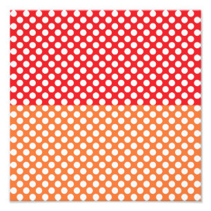 Vit, röd och Orange Polka-punkt Fototryck