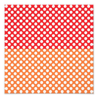 Vit, röd och Orange Polka-punkt Fototryck