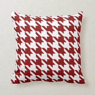 Vit Röd Pied De Poule Houndstooth Kudde