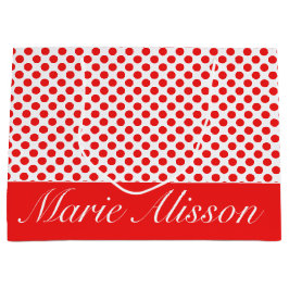 vit röd Polka dots | Unik anpassningsbar monogramm