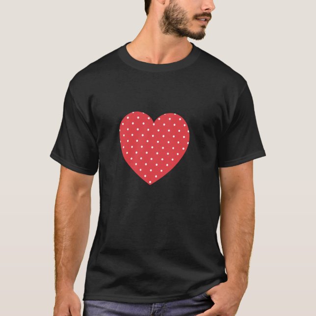 Vit röd prickmönster Söt minimalistisk grafik T Shirt (Framsida)