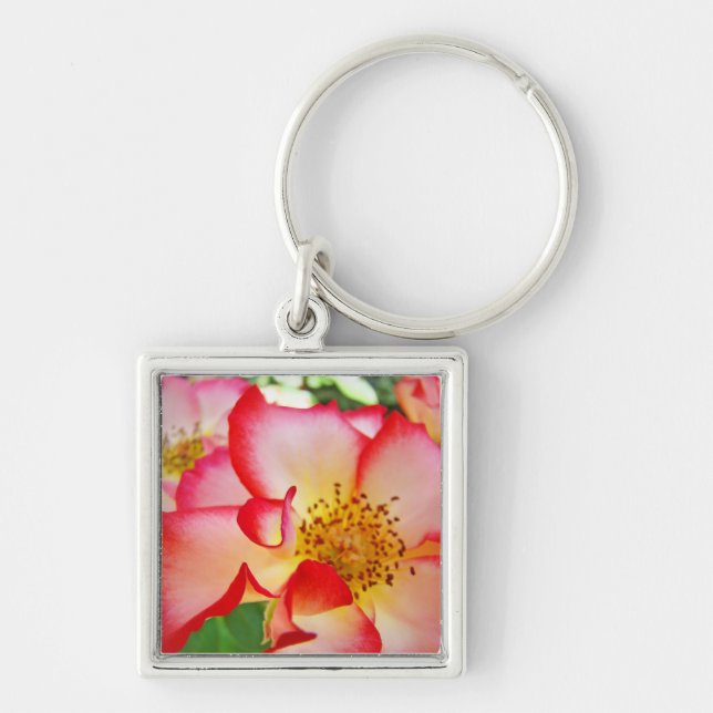 Vit röd ros blomma nyckelring Rosor (Framsidan)