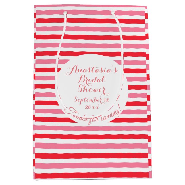 Vit Röd Rosa Randig Bröllopsdusch (Framsidan)