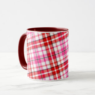 Vit röd rosa rutig Tartan-design Mugg