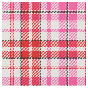 Vit Röd Rosa Rutig Tartan Design  Tyg