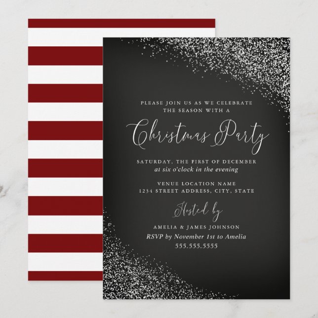 Vit röd Snö-jul, färgtavla Inbjudningar (Fram/baksida)