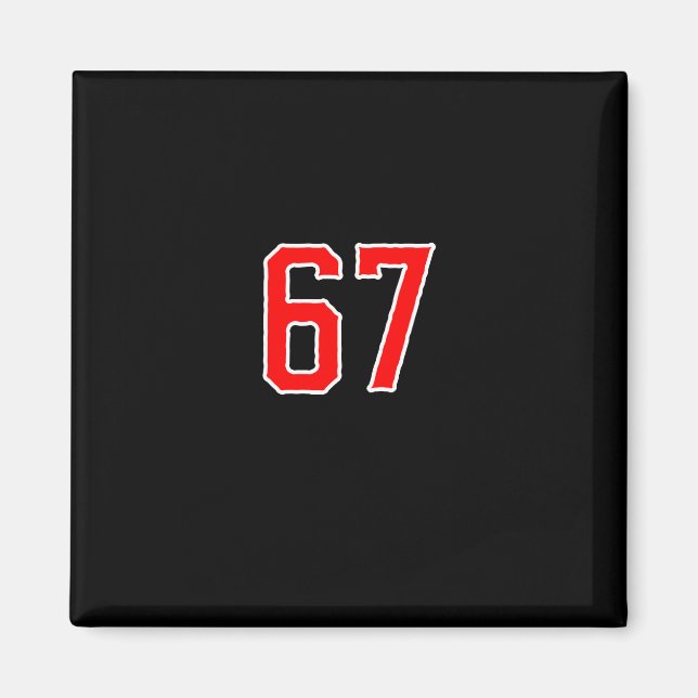 Vit Röd Sportlag Nummer #67 Swea  Magnet (Framsidan)