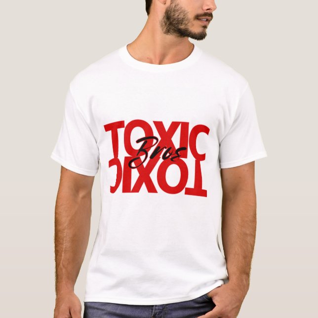 Vit + Röd Toxic Bro's T-shirt  (Framsida)