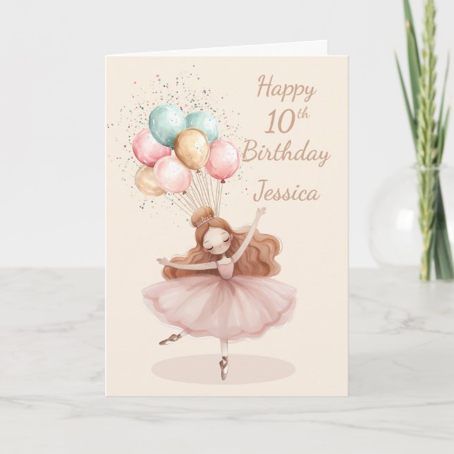 Vit, rödhårig ballerina 10-årsdag * kort (Framsida)