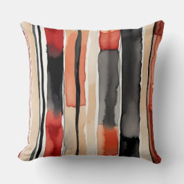 Vit rödpersika och svart abstrakt rand kudde