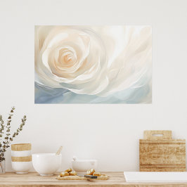 Vit ros abstrakt blomstermålning poster