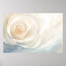Vit ros abstrakt blomstermålning poster