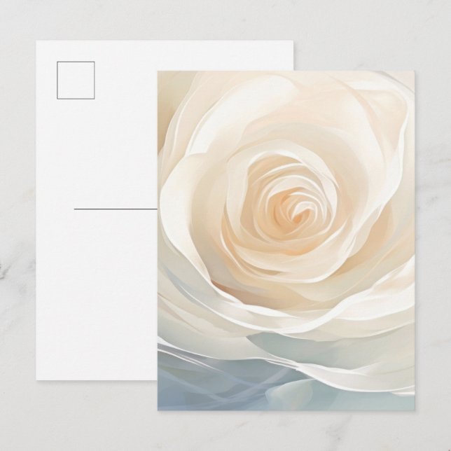 Vit ros abstrakt blomstermålning vykort (Fram/baksida)